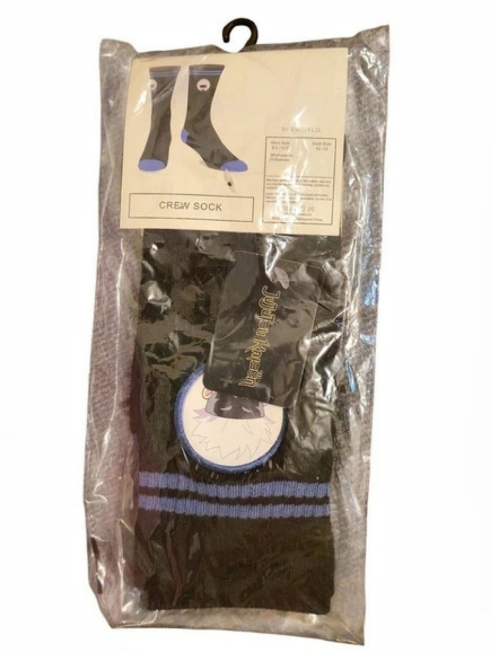 Bioworld Jujutsu Kaisen Satoru Gojo Crew Socks Black & Blue Crew Socks